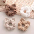 4-Pack Plush Cat Ear Scrunchies – Fluffy Spiral Hair Ties Hair Scrunchie Set Babs 4pcs