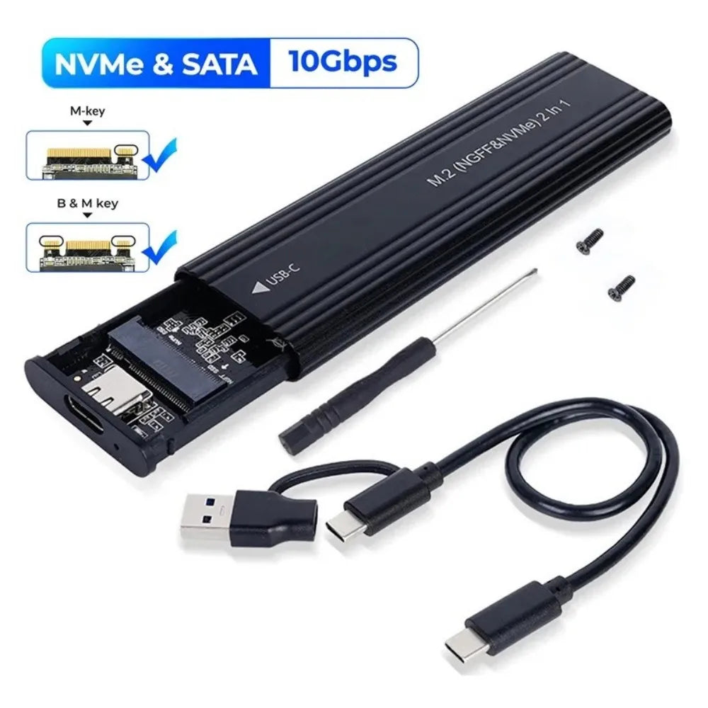 M.2 NVMe SATA SSD Enclosure 10Gbps USB-C Aluminum Case SSD Enclosure Babs NVME SATA 10Gbps