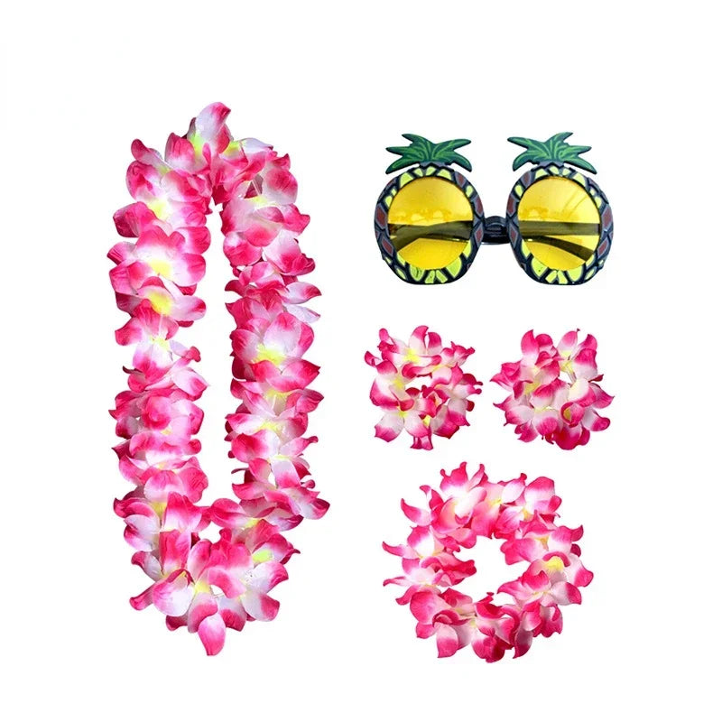 Hawaiian Luau Flower Headband Lei Wreath – Tropical Party Floral Party Headband Babs