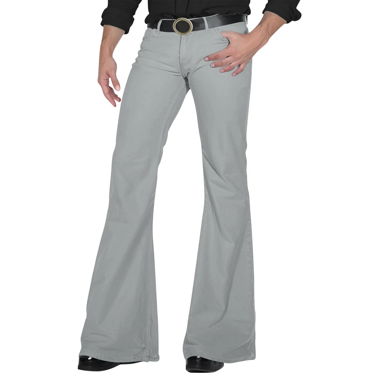 Men's Retro Disco Flare Pants – Bell Bottom Hip Hop Trousers Men's Flare Pants Babs Gray XXL