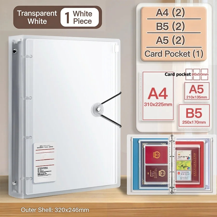 PP Binder Storage Booklet A4/A5/B5 – ID & Document Organizer Document Storage Binder Babs Transparent white