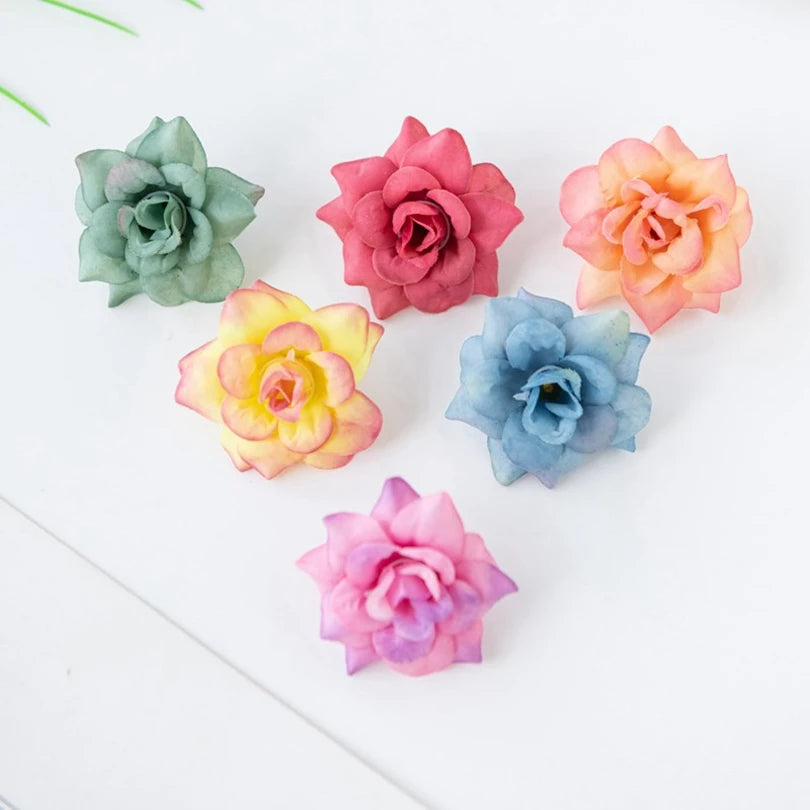 20pcs Silk Multicolor Rose Heads – Artificial Flowers for Decor Artificial Silk Flowers Babs