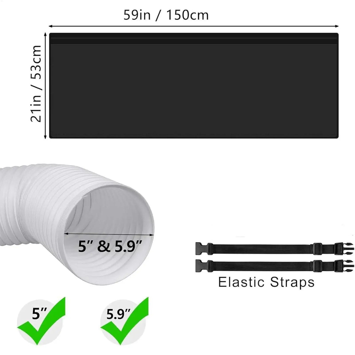 Portable AC Hose Insulation Sleeve with Adjustable Straps AC Duct Insulation Sleeve Babs