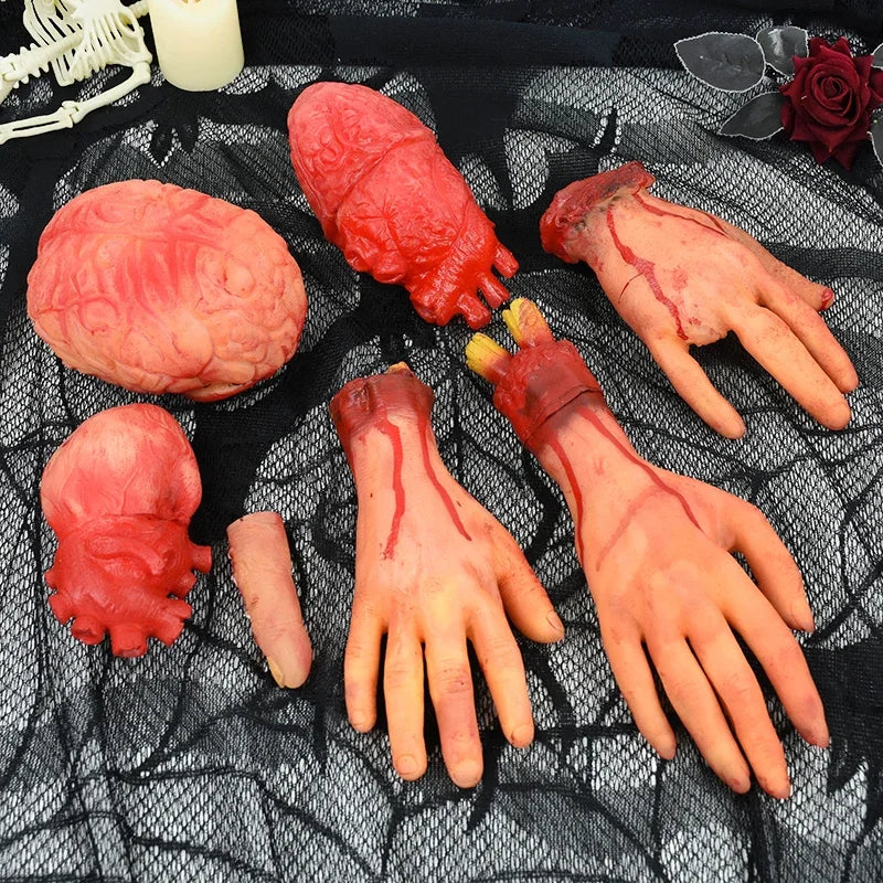 Realistic Halloween Fake Organ Props – Brain Heart Hand Foot Halloween Prop Decoration Babs
