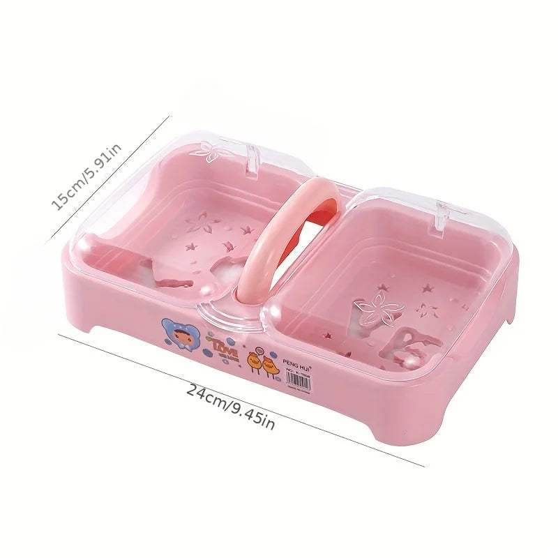 Portable Soap Dish with Lid & Drain Tray | Bathroom Soap Holder Soap Dish Babs Pink