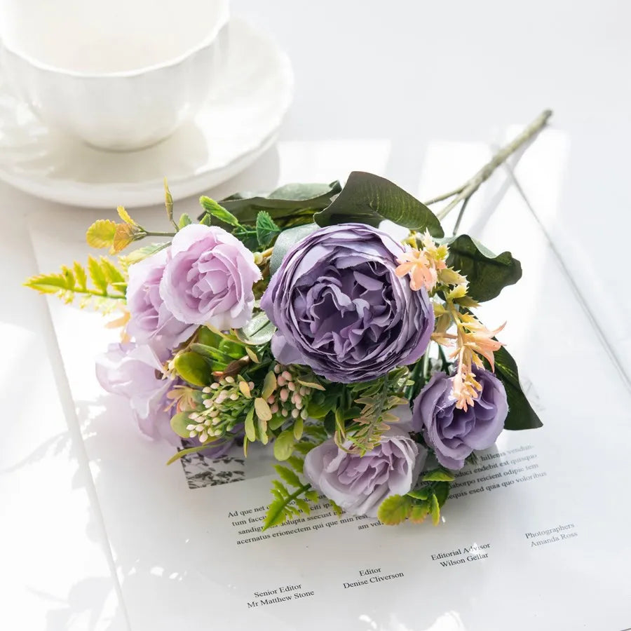 Silk Peony Artificial Flower Bouquet for Wedding & Home Decor Artificial Flower Bouquet Babs color 4 1 pc