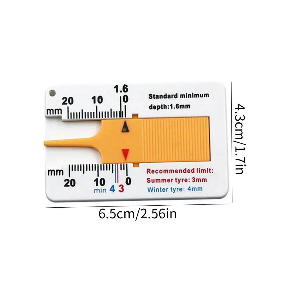 Tire Tread Depth Gauge – ABS Plastic, 0–20mm Measurement Tire Tread Gauge Babs Yellow