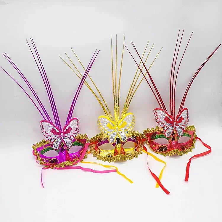 20pcs LED Feather Masquerade Masks – Venetian Party Costume LED Masquerade Masks Babs