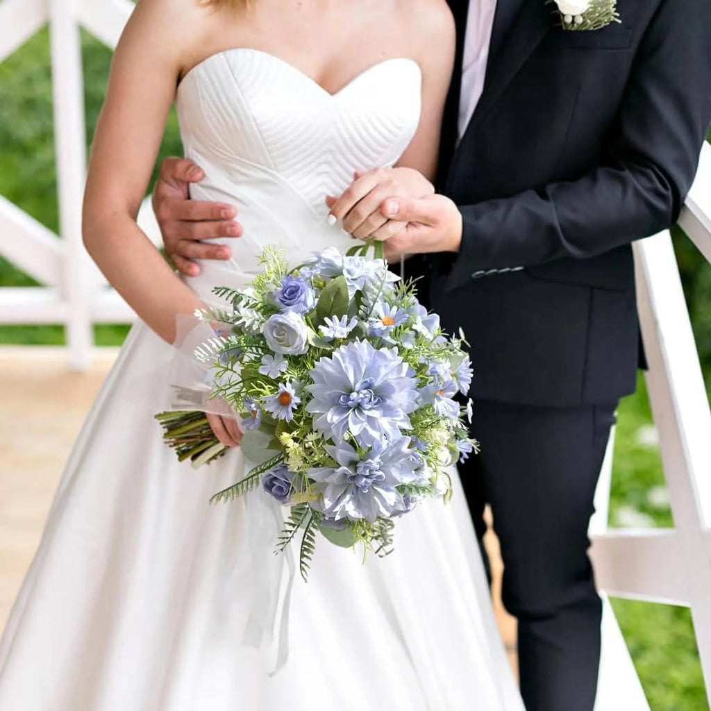 Silk Dahlia Rose Artificial Bouquet – Wedding & Home Decor Artificial Flower Bouquet Babs