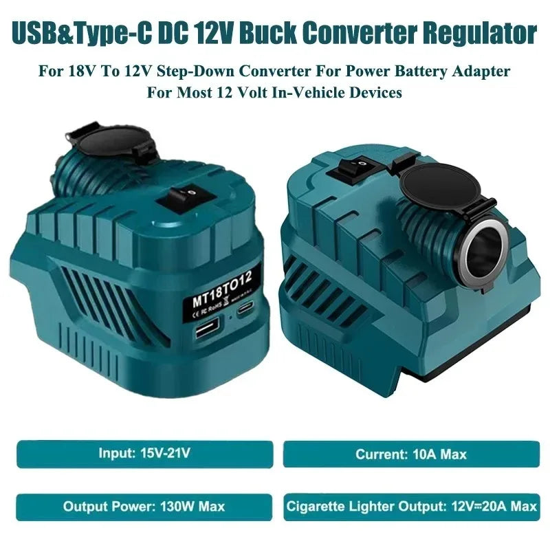 Makita 18V to 12V Converter – USB, Type-C & Cigarette Lighter Battery Power Converter Babs