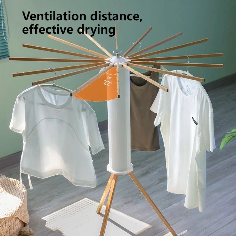 Folding Wooden Clothes Drying Rack – 16-Bar Floor-Standing Clothes Drying Rack Babs
