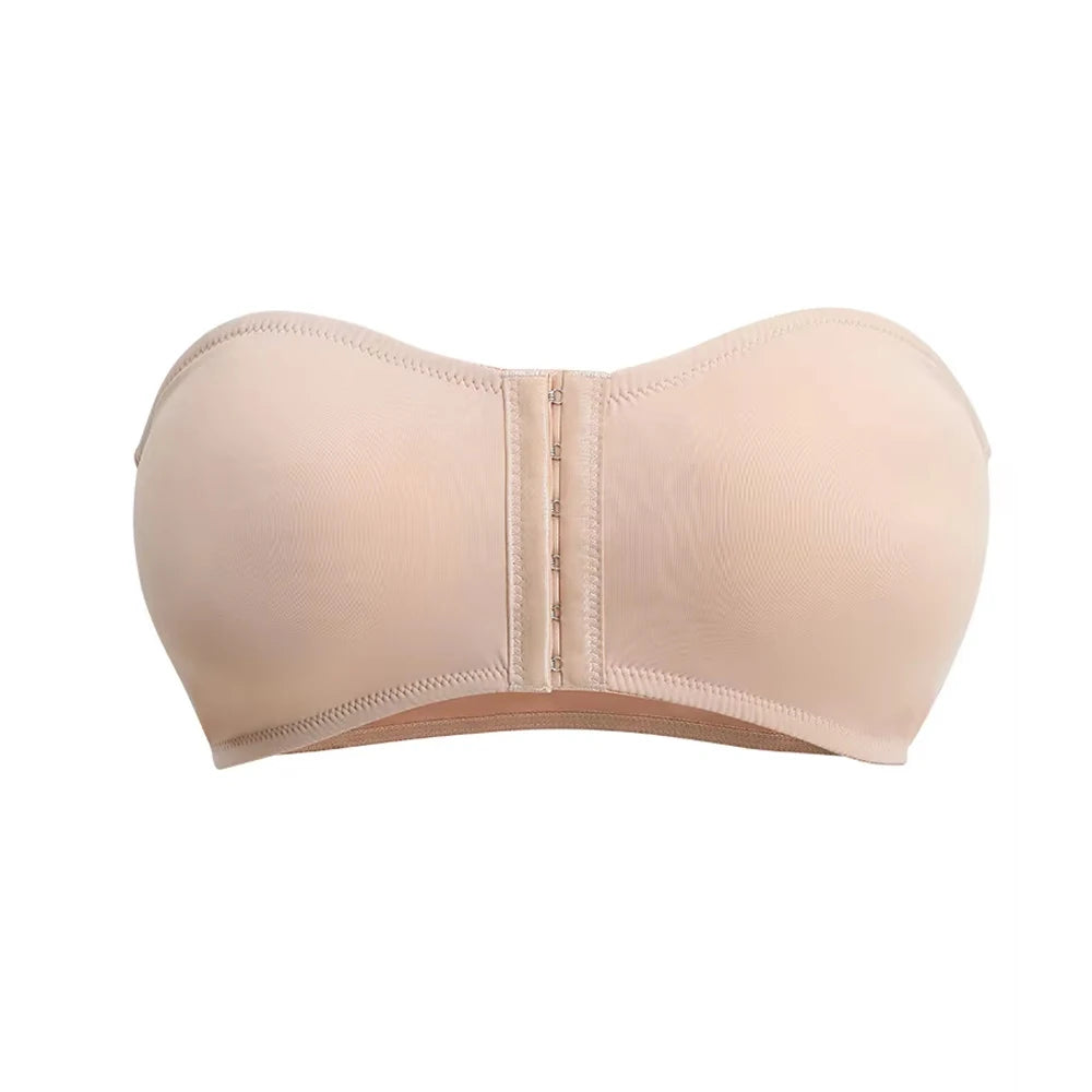 Women's Plus Size Strapless Front Closure Push Up Bralette Strapless Bralette Babs Beige M