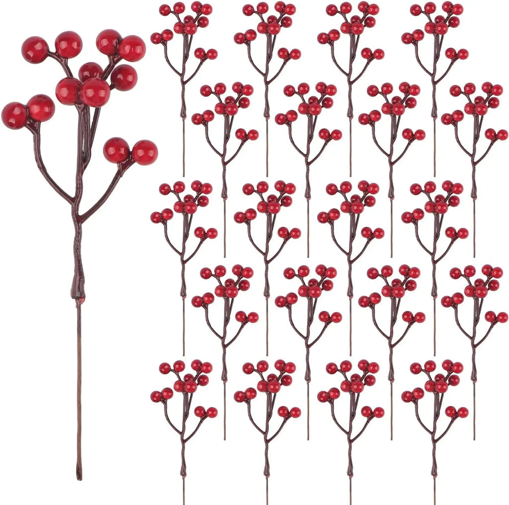 Artificial Holly Berry Branches for Christmas & Wedding Décor Artificial Floral Picks Babs Style 1 10 PCS