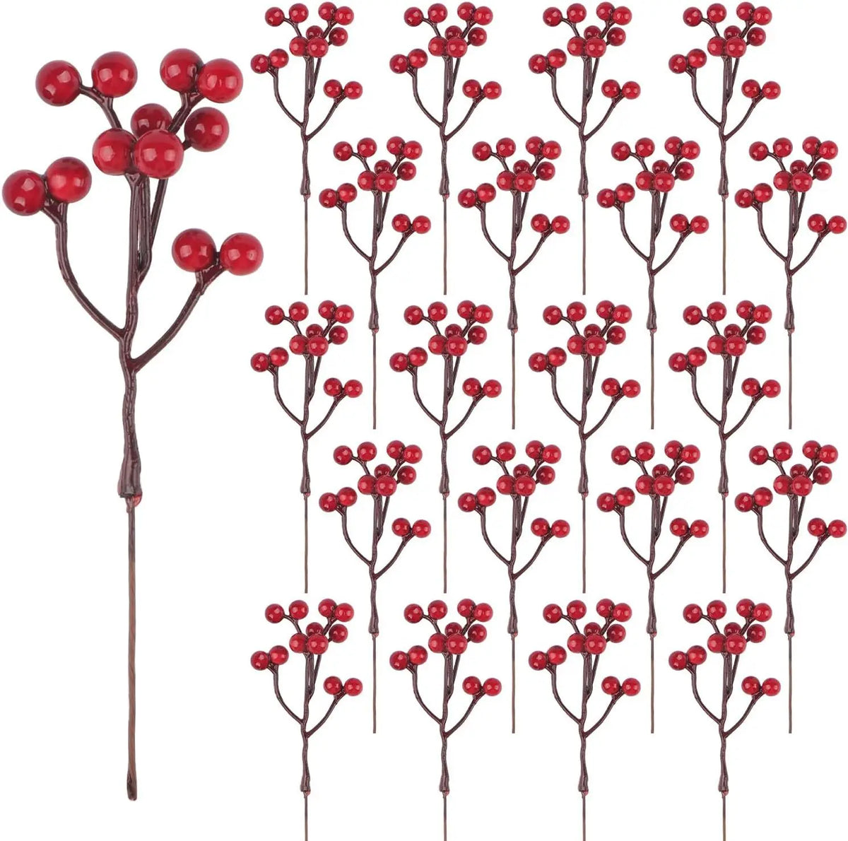 Artificial Holly Berry Branches for Christmas & Wedding Décor Artificial Floral Picks Babs Style 1 10 PCS