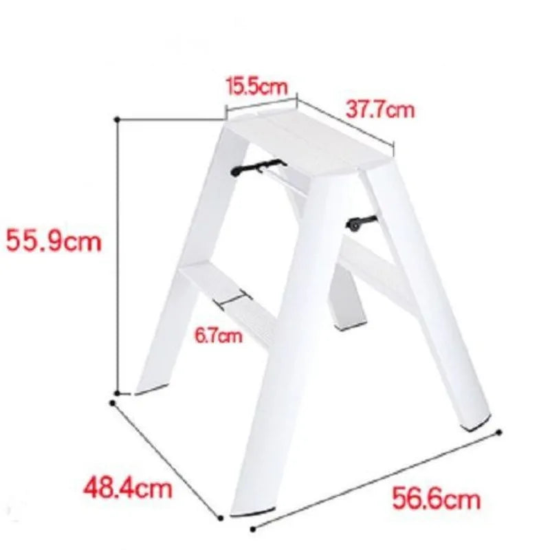 Folding Aluminum 3-Step Ladder – Portable Multifunctional Step Stool Folding Step Ladder Babs White-2 Layers2.0