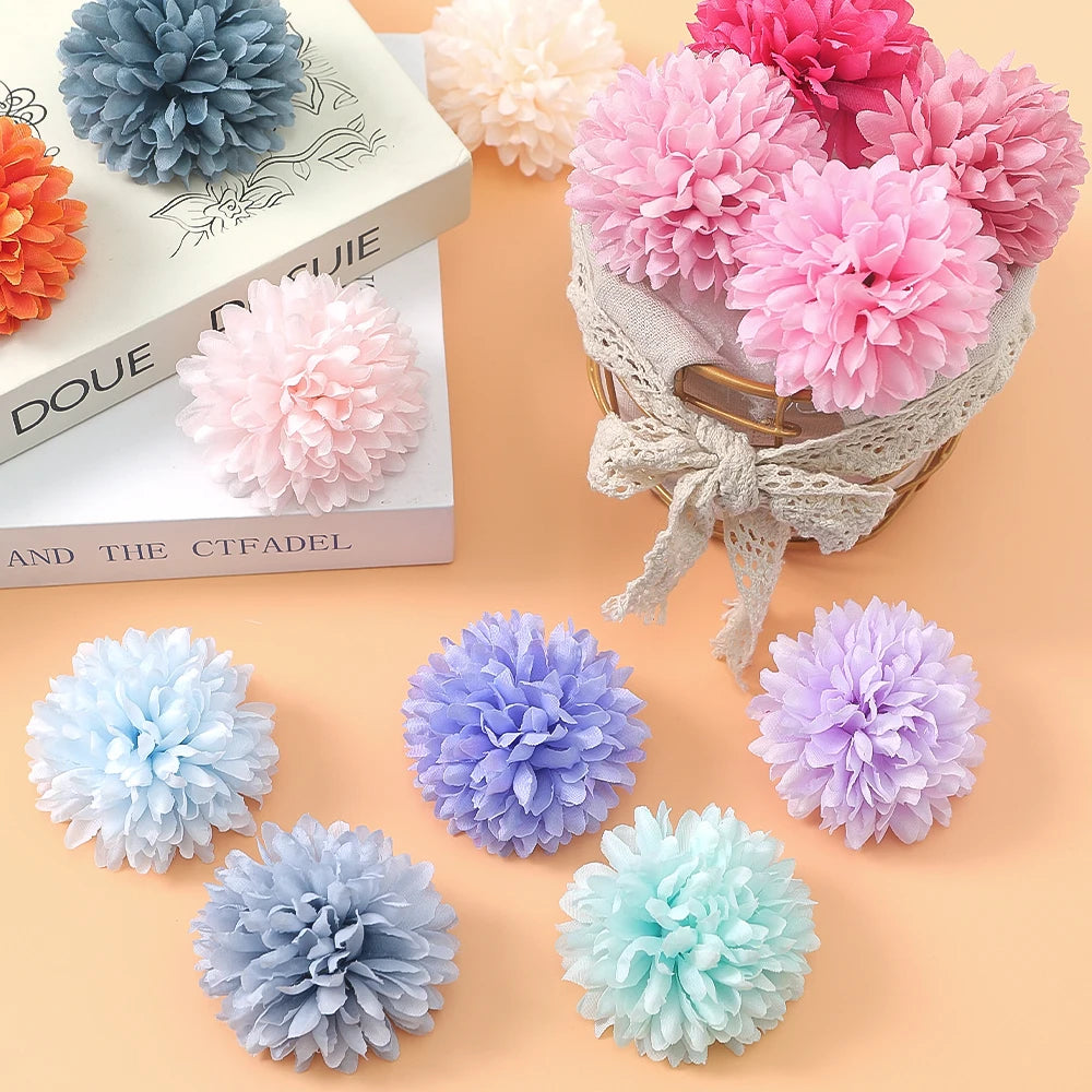 10 Pcs Orange Silk Chrysanthemum Artificial Flower Heads Decor Artificial Flower Heads Babs