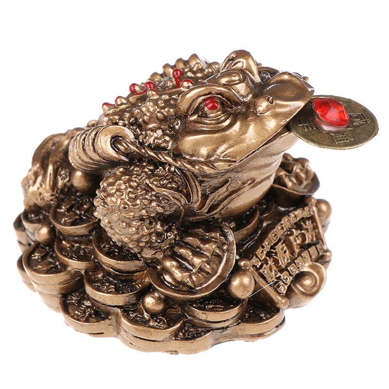 Feng Shui Money Toad Golden Lucky Frog Coin Ornament Decorative Figurine Babs A