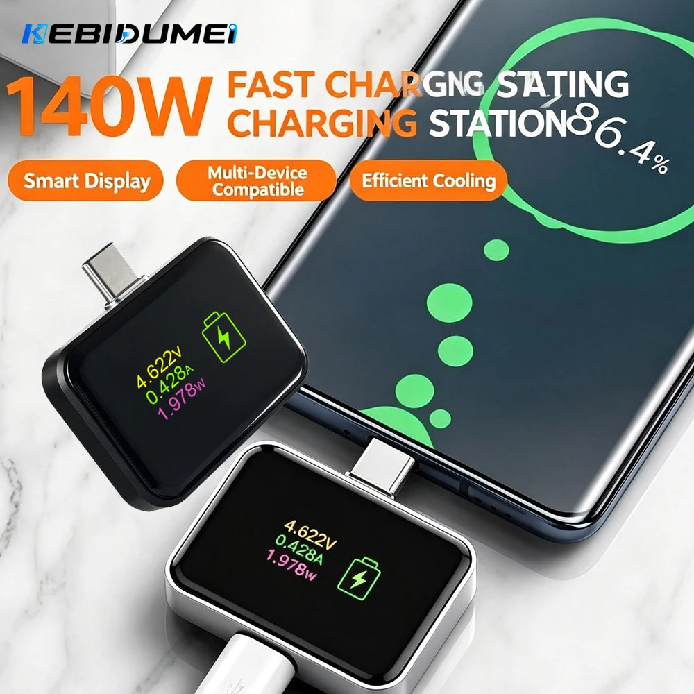 140W USB-C Fast Charging Adapter – Digital Display & Auto Off USB-C Charging Adapter Babs