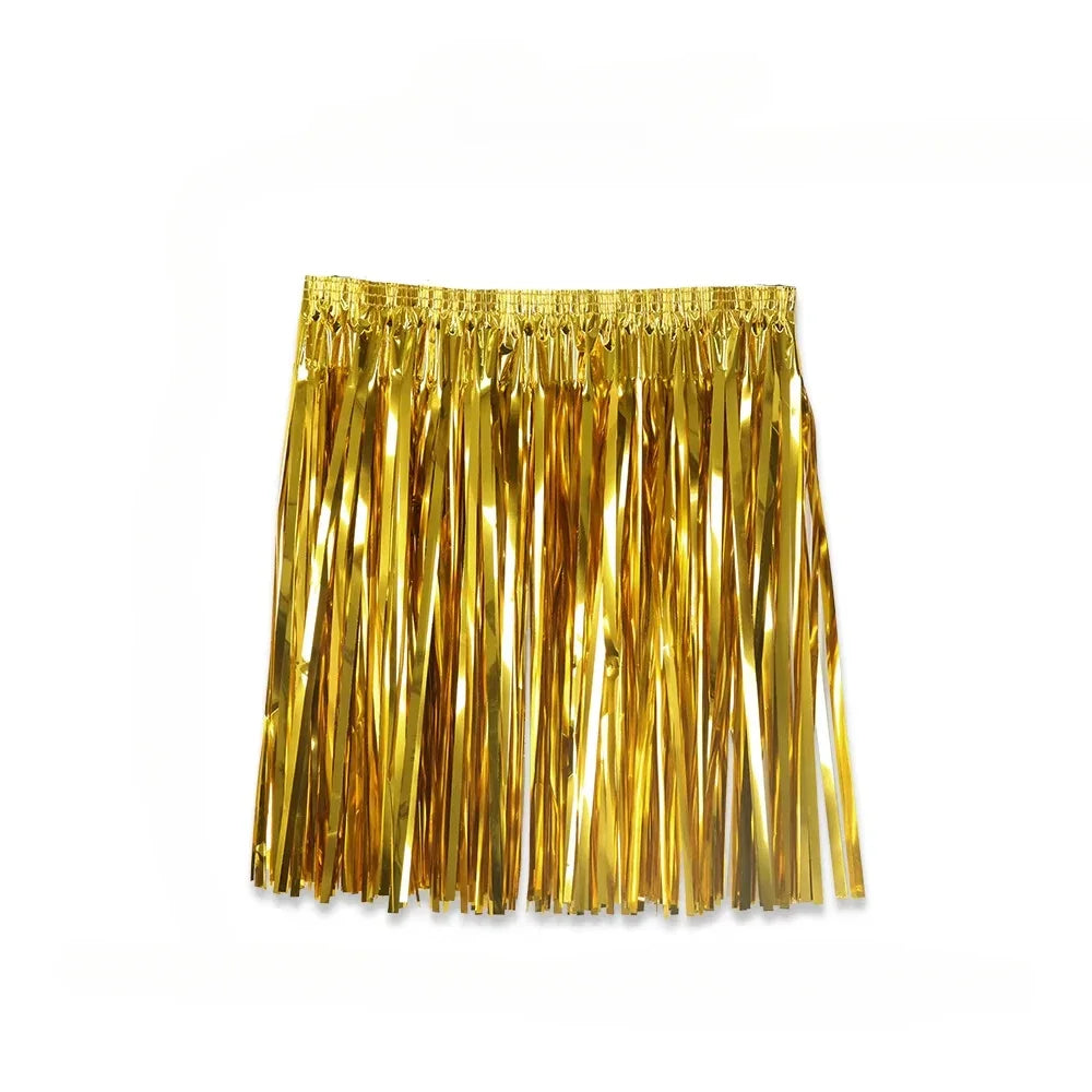 5-Piece Foil Tinsel Grass Skirt & Wig – Hawaiian Party Costume Party Costume Set Babs