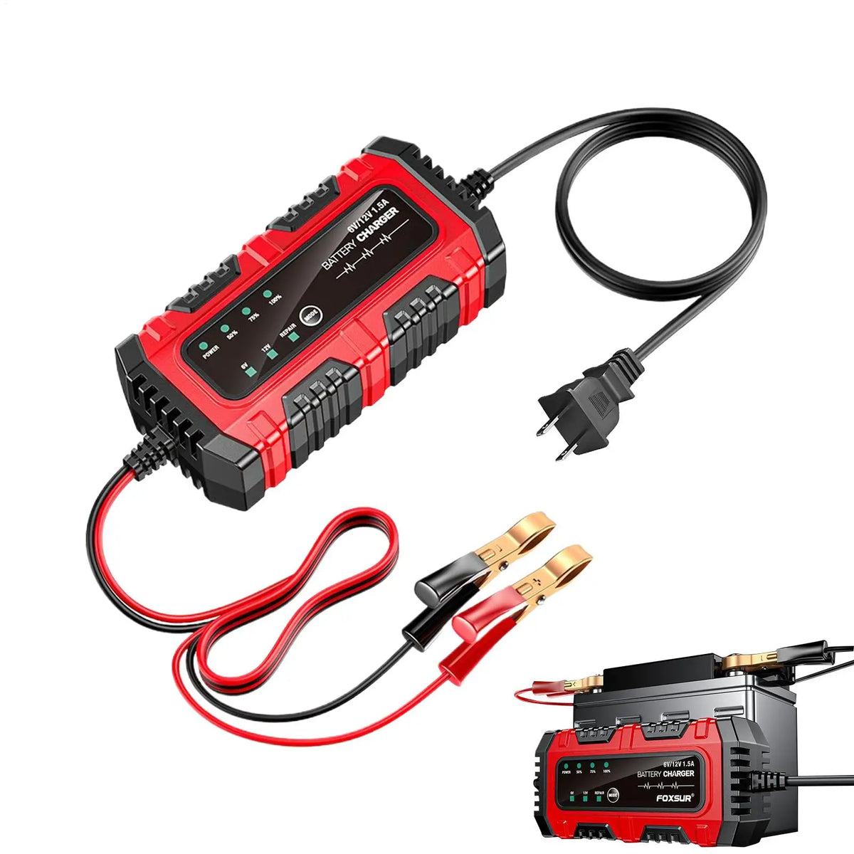 6V/12V Motorcycle Battery Trickle Charger & Maintainer Battery Trickle Charger Babs