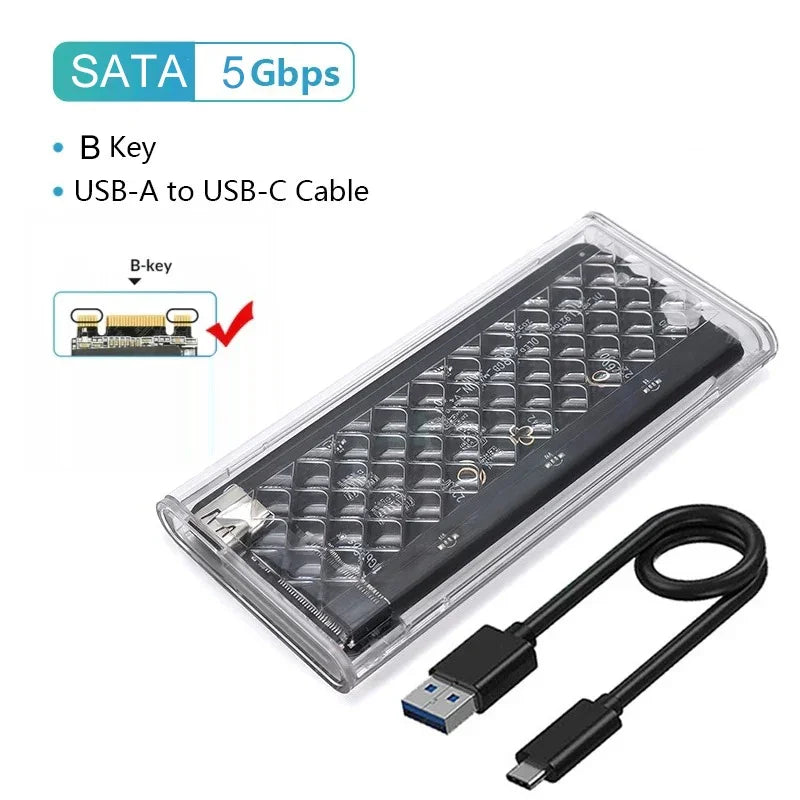 M.2 NVMe & SATA SSD Enclosure RGB 10Gbps USB-C Up to 6TB SSD Hard Drive Enclosure Babs SATA-5Gbps