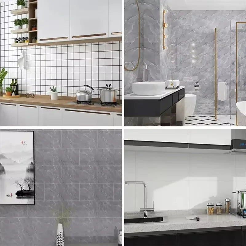 10pcs Self-Adhesive Marble PVC Tile Wall Stickers 30×30cm Peel & Stick Wall Tiles Babs