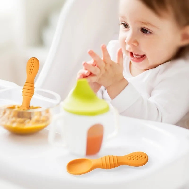 2pcs Food Grade Baby Feeding Spoons – Safe Tableware Set Baby Feeding Spoon Babs