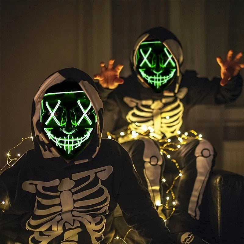 Halloween LED Glowing Party Mask – Light-Up EL Wire Face Mask LED Costume Mask Babs