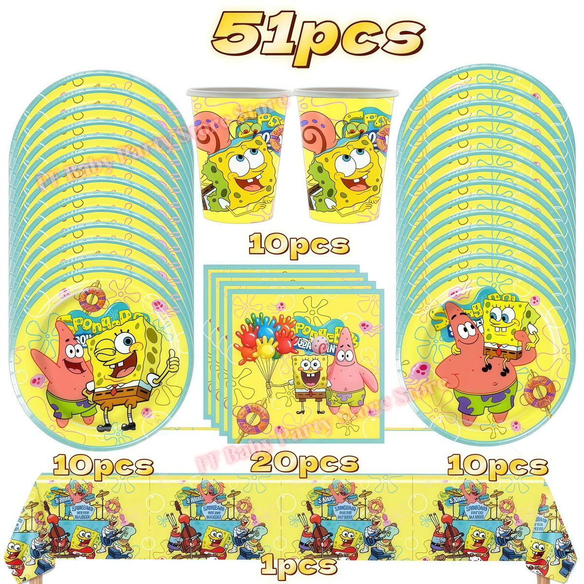 Cartoon Kids Birthday Party Decoration Set – Balloons, Backdrop & More Kids Party Decoration Set Babs 51pcs