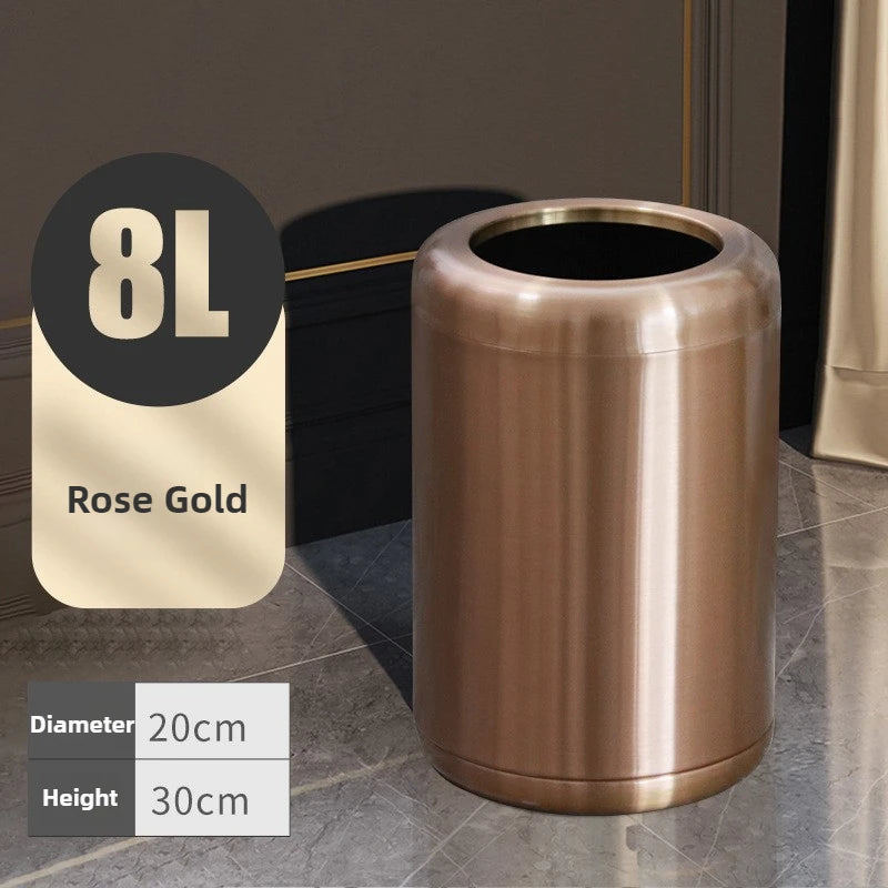 Modern Stainless Steel Trash Can 8L/10L – Living Room & Kitchen Stainless Steel Trash Can Babs 8L-Rose Gold