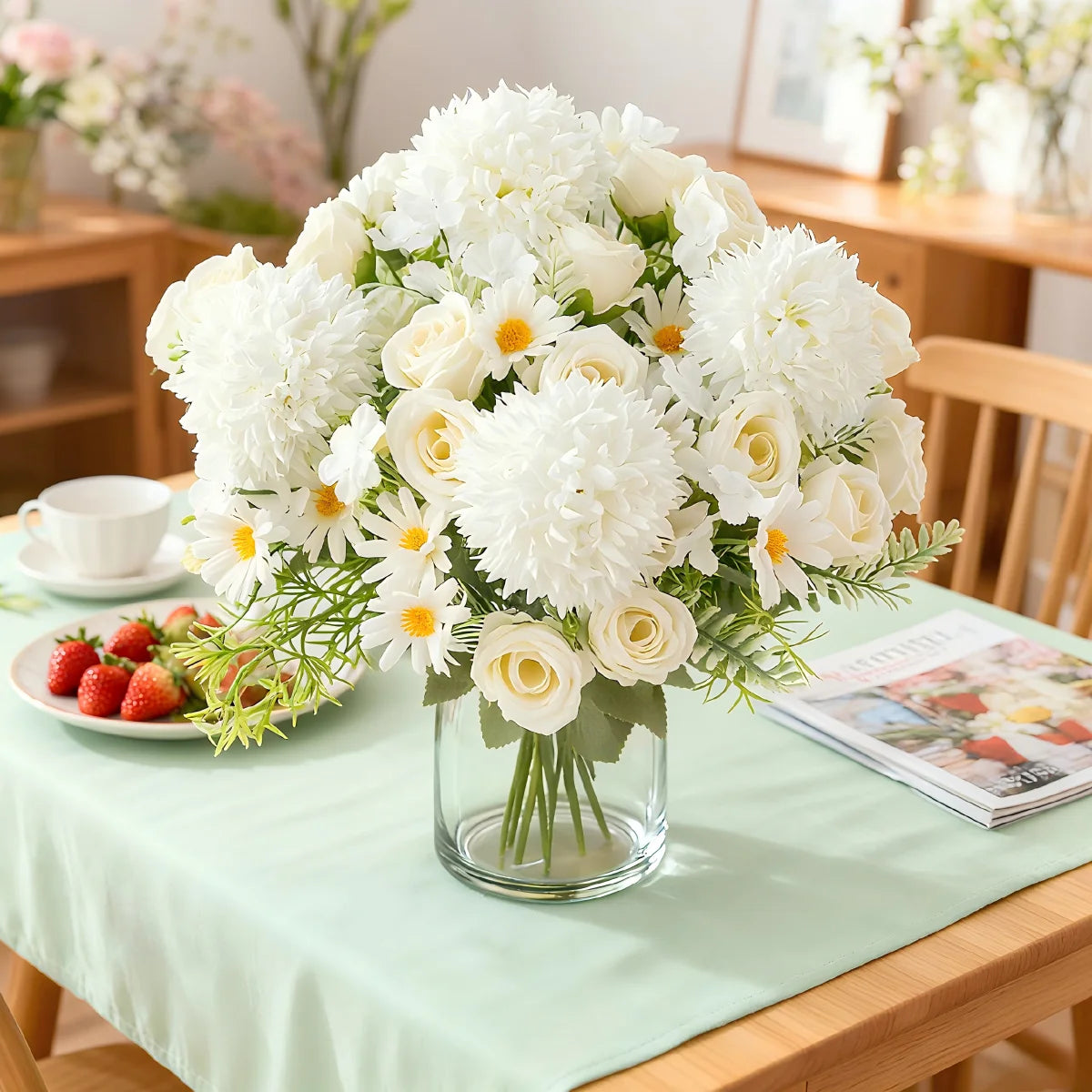 Artificial Silk Rose & Hydrangea Bouquet – Wedding & Home Décor Artificial Flower Bouquet Babs