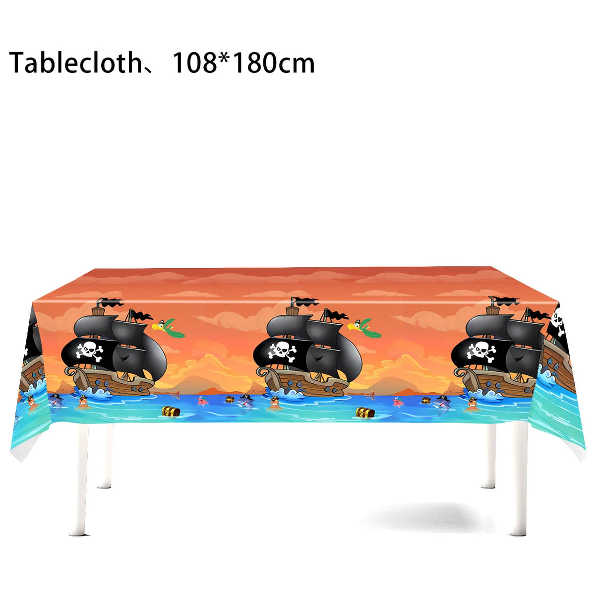 Pirate Theme Disposable Tablecloth – Skull & Treasure Map Party Disposable Tablecloth Babs table cover C