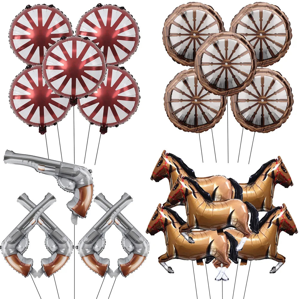 5-Piece Western Cowboy Foil Balloons – Party Decor Set Party Foil Balloons Babs