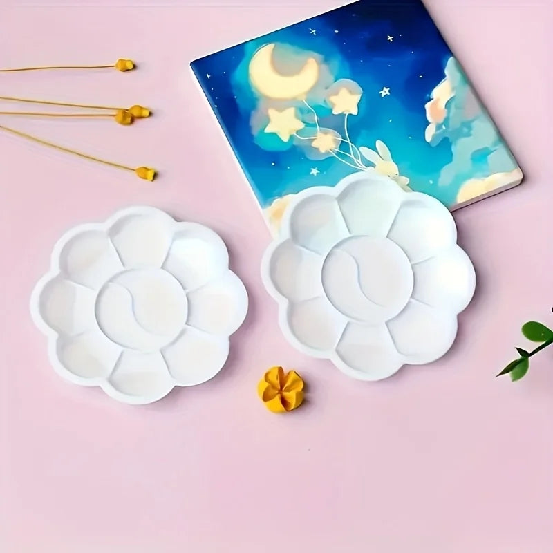 30Pcs Flower-Shaped Mini Plastic Palette Set for Watercolor Art Art Mixing Palette Babs