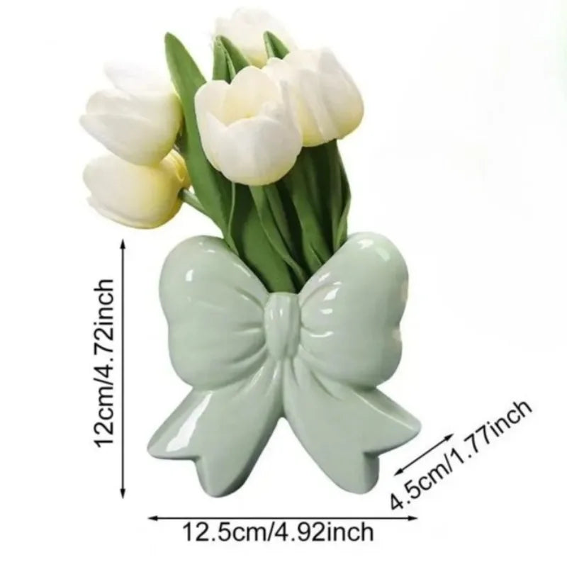 Ceramic Bow Flower Vase – Modern Bowknot Home Décor Decorative Ceramic Vase Babs