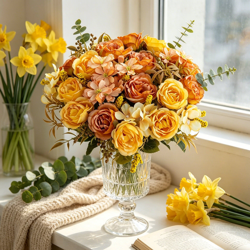 Artificial Silk Roses & Peony Bouquet – Wedding & Home Decor Artificial Flower Bouquet Babs