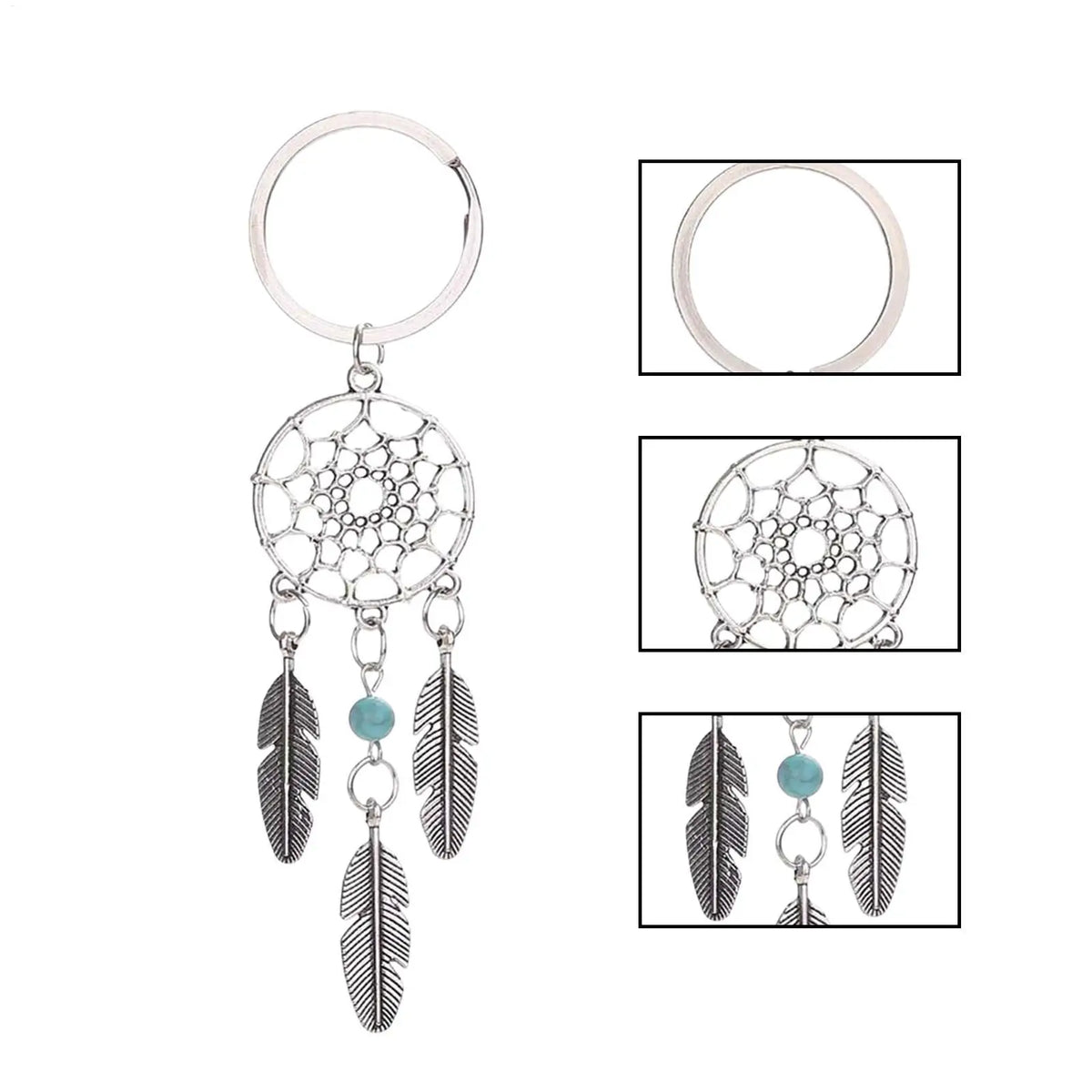 Bohemian Dreamcatcher Keychain – Pink Beads & Feathers Decorative Keychain Babs