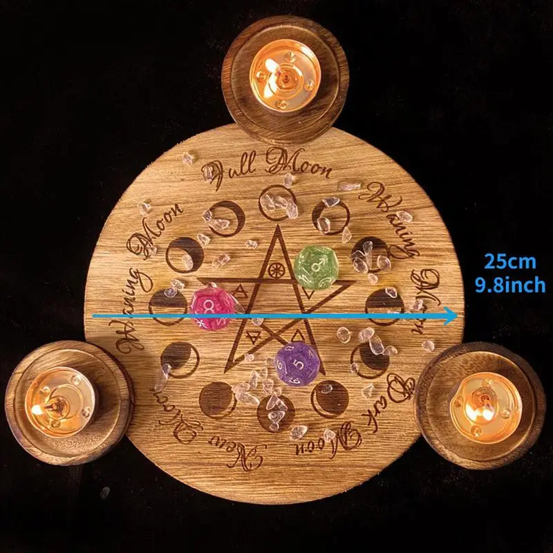 Wooden Pentagram Tarot Candle Holder – Divination Décor Candle Holder Babs