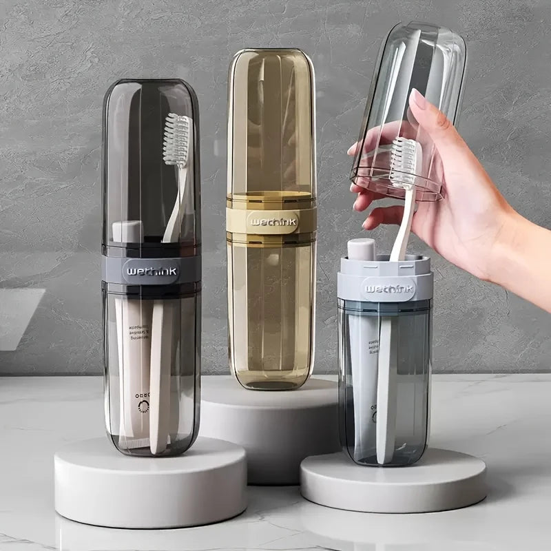 Travel Toothbrush & Mouthwash Cup – Portable Vertical Rinse Cup Travel Toothbrush Cup Babs