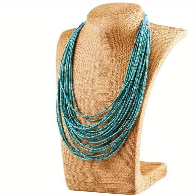 African Acrylic Bead Bohemian Multilayer Statement Necklace Beaded Statement Necklace Babs