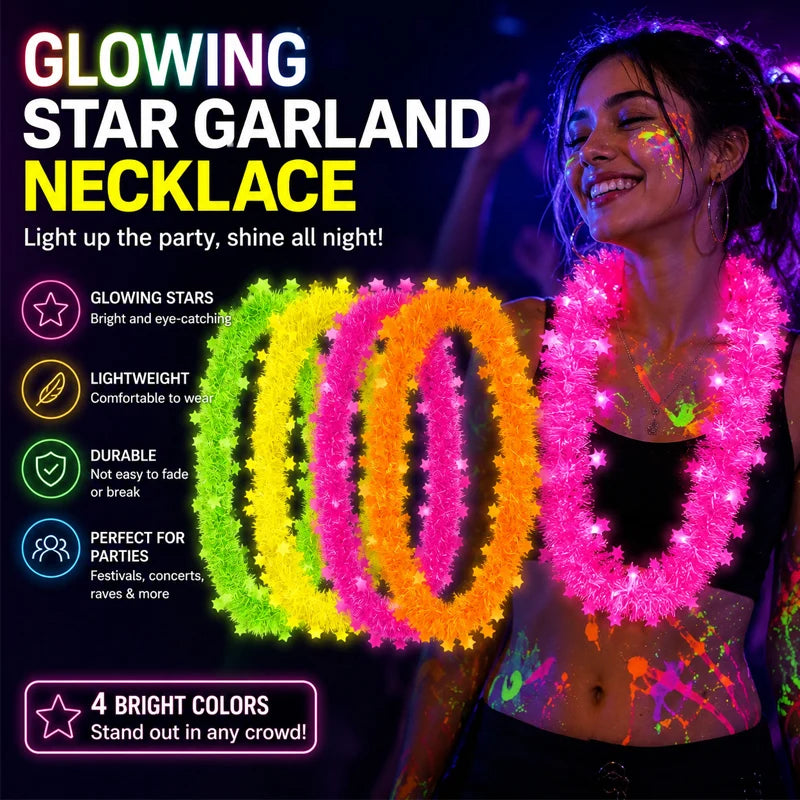 Flower Garland Glow Necklaces UV Blacklight Party Set 16pc Glow Party Necklace Babs