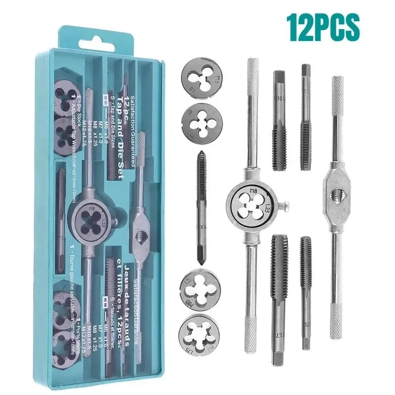 Metric Tap & Die Set 12/20Pcs – Carbide Thread Tapping Kit Tap & Die Set Babs