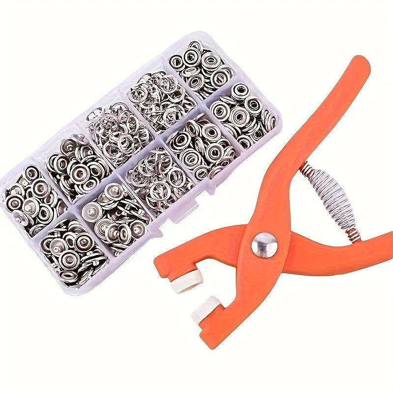 50-Piece Metal Snap Button Kit with Manual Press Pliers Snap Button Kit Babs