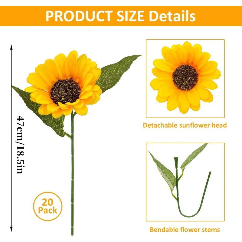 Silk Artificial Sunflowers for Wedding, Home & Party Décor Artificial Silk Flowers Babs