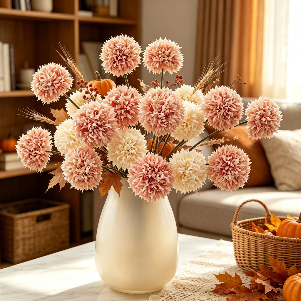 5-Pack Silk Artificial Chrysanthemum Flowers – Wedding & Home Artificial Silk Flowers Babs