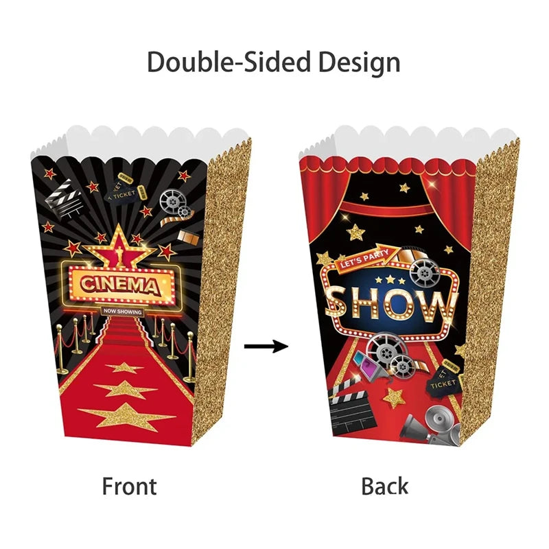 Movie Night Popcorn Boxes – Cinema Party Snack Buckets (4/8 Pcs) Party Popcorn Boxes Babs