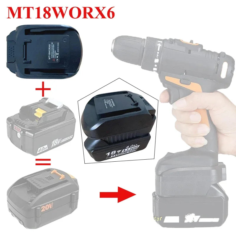 Makita 18V to WORX 20V 6-Pin Battery Converter Adapter MT18WORX6 Battery Converter Adapter Babs