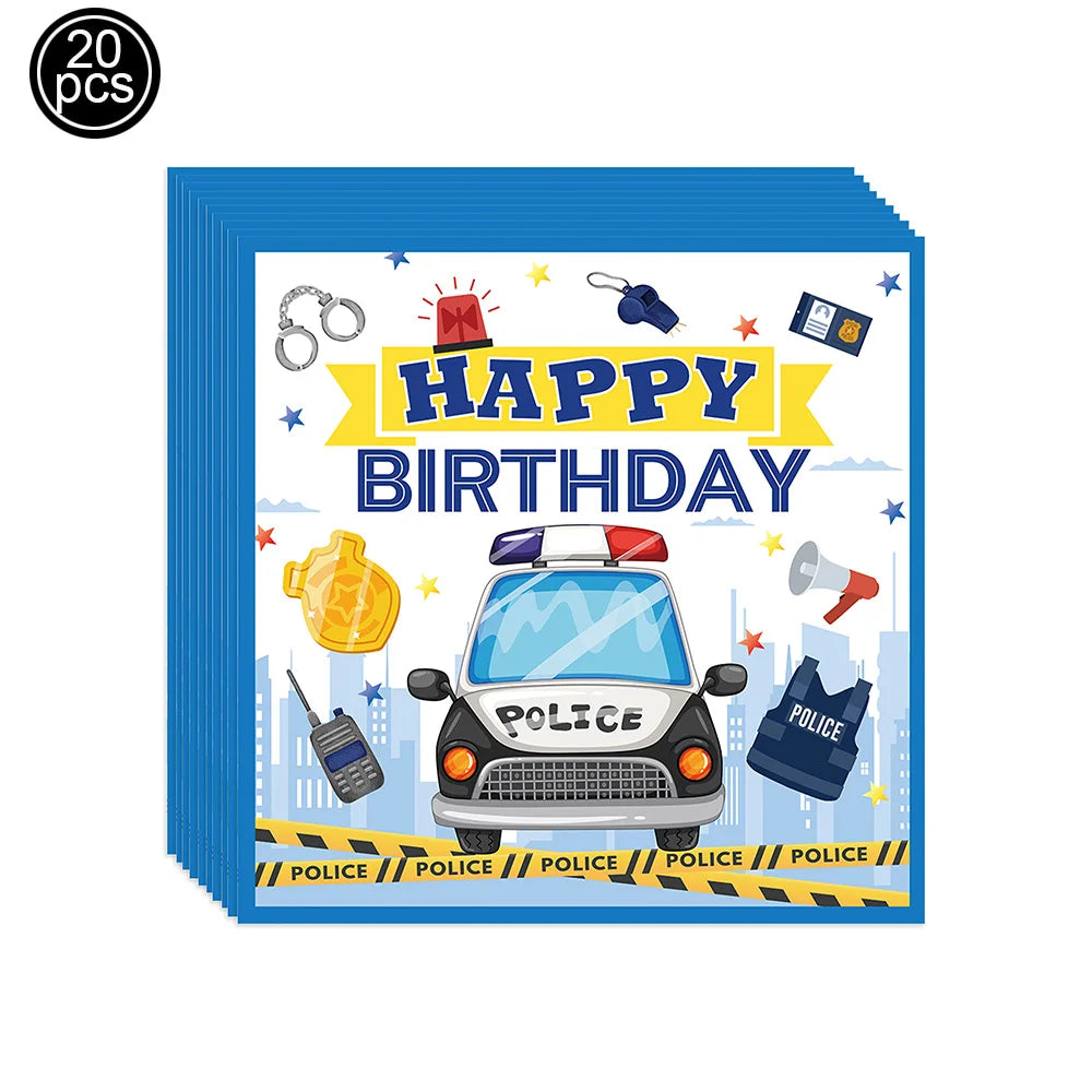 Police Theme Kids Party Supplies – Plates, Cups & Balloons Set