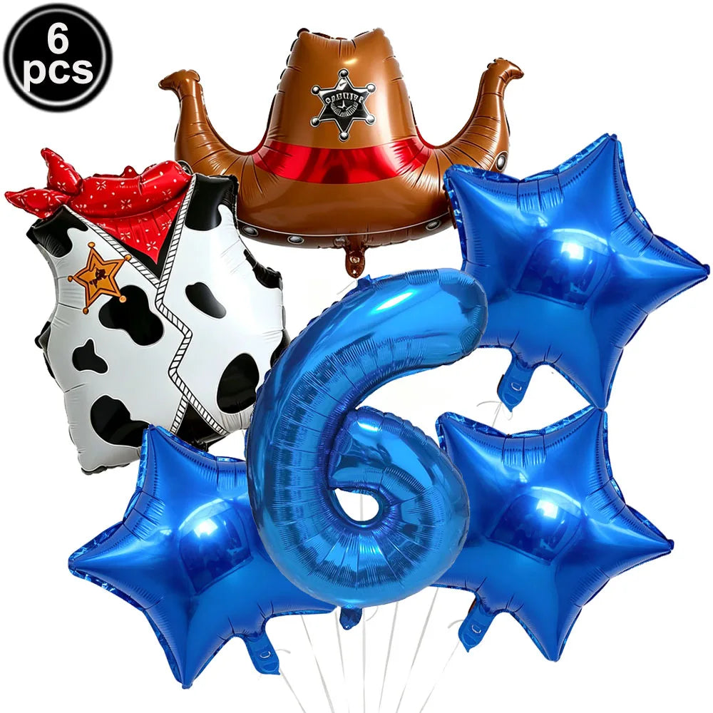 Western Cowboy Foil Balloon Set – 6pc Birthday Party Decor