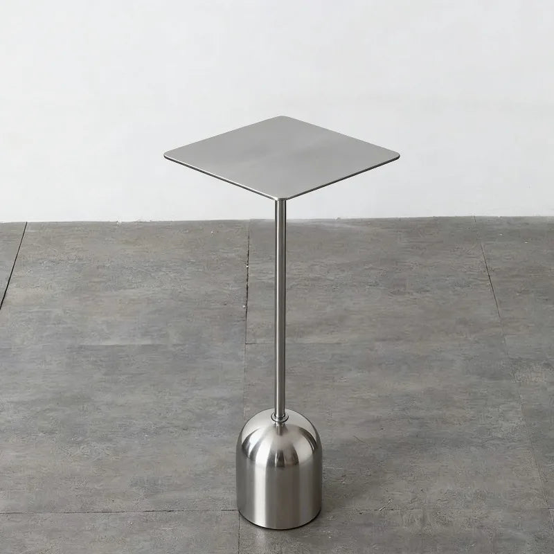 Modern Round Metal Side Table – Minimalist Silver Coffee Table Metal Side Table Babs Square
